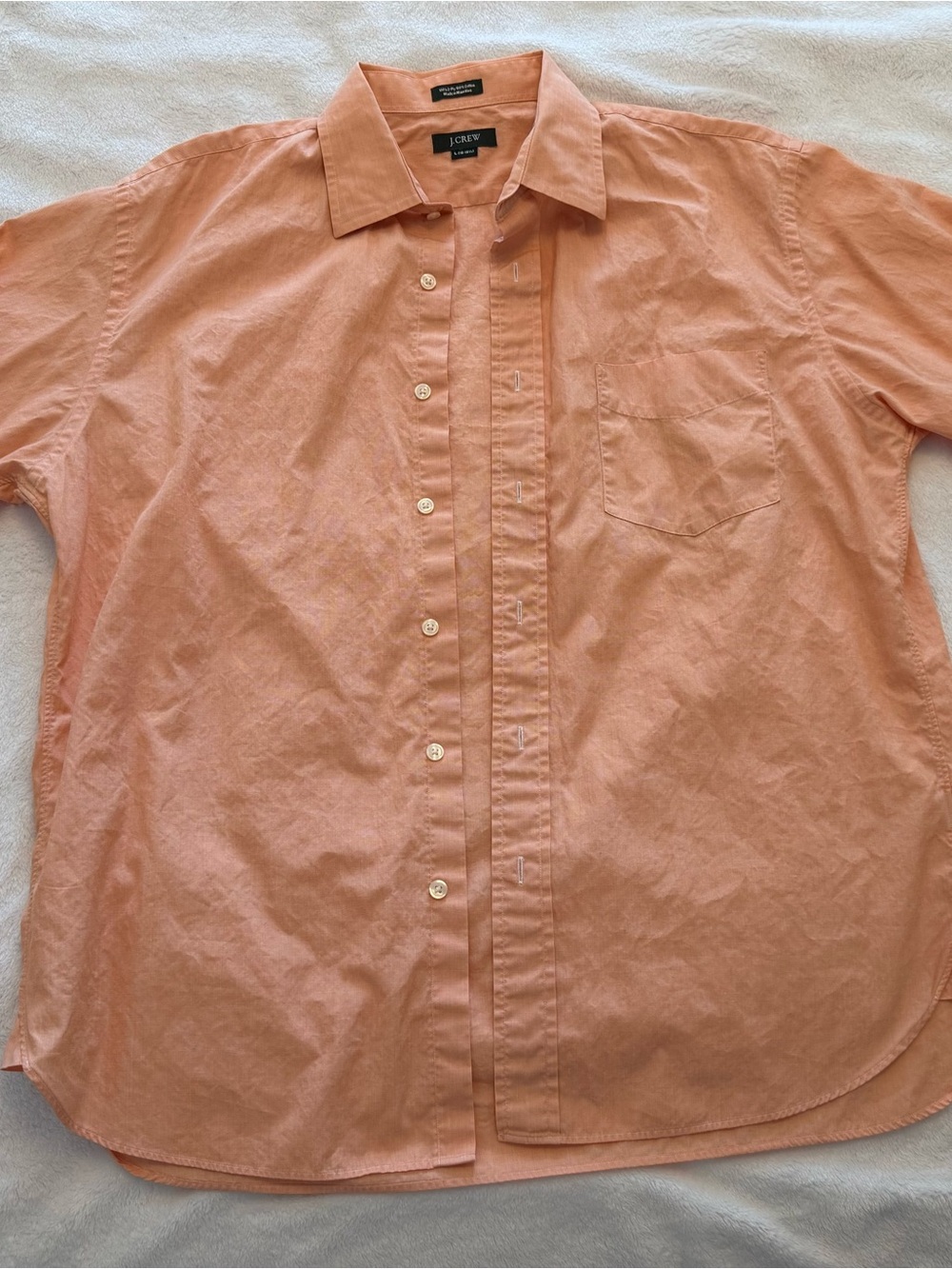 J. Crew Men's Short-Sleeve Button-Down Shirt in Peach